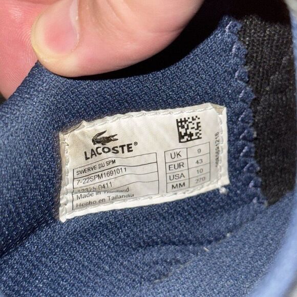 Lacoste Swerve SU SPM Black Leather Blue Sport Book And Loop Shoes Men’s Size 10 - Picture 8 of 8